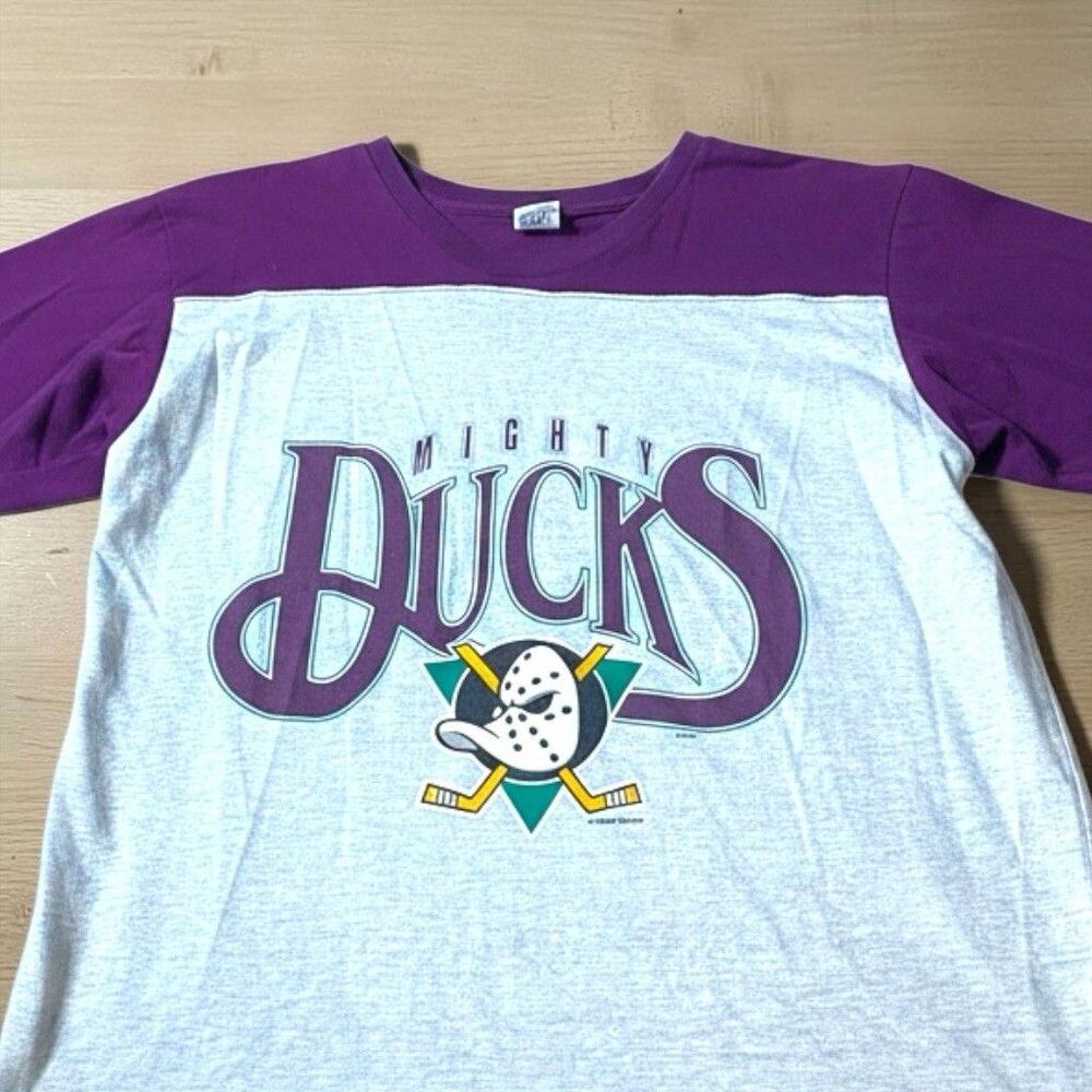 Vintage 1994 Anaheim Mighty Ducks T-Shirt Mens XL Gray Disney NHL Graphic Faded
